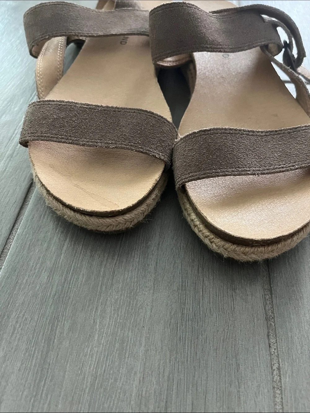 Women's Lucky brand Taupe Suede Strap Adjustable Sandals